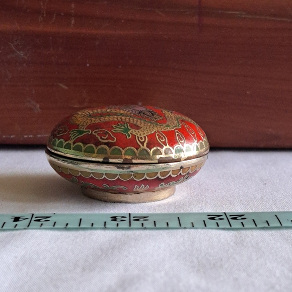 Vintage Cloisonne Dragon Trinket Pill Box - Picture 10 of 10